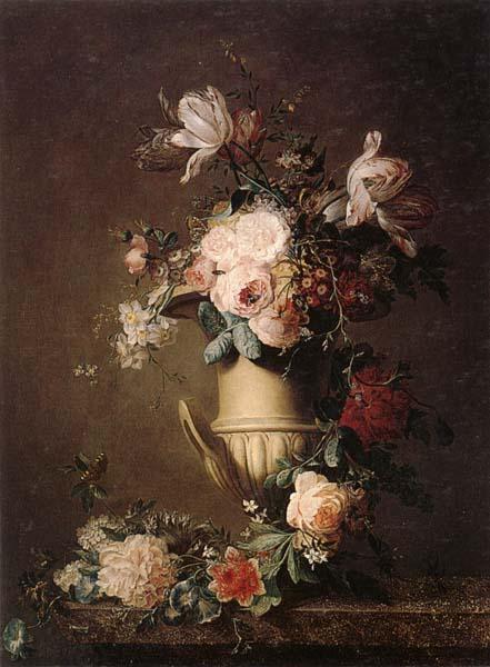 unknow artist A Still life of various flowers in a sculpted urn,resting on a marble-topped table China oil painting art